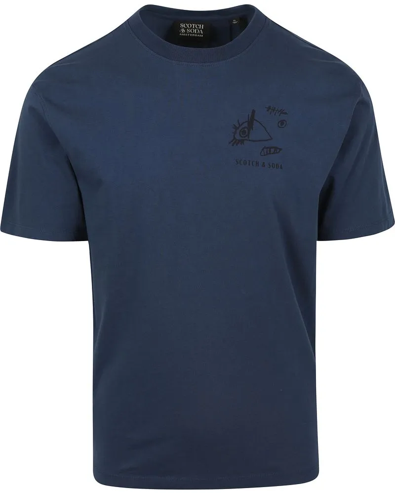 Scotch&Soda T-Shirt Navy Print Dunkelblau