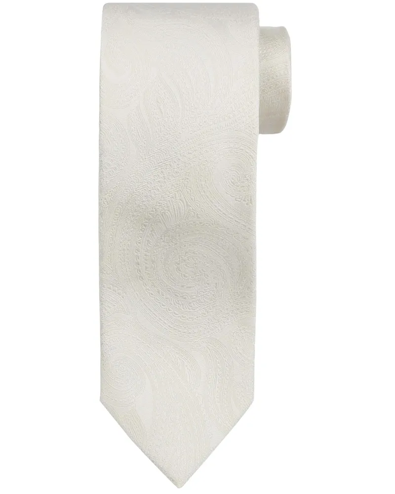 Suitable Wedding Krawatte Seide Paisley Off White Weiß