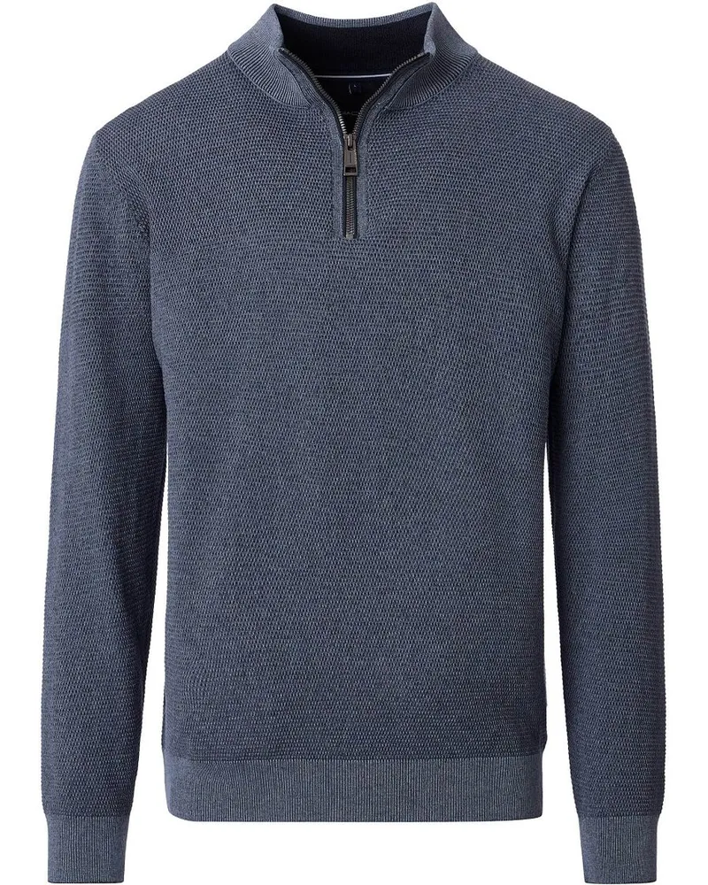 CasaModa Halfzip Pullover Structure Blau Blau