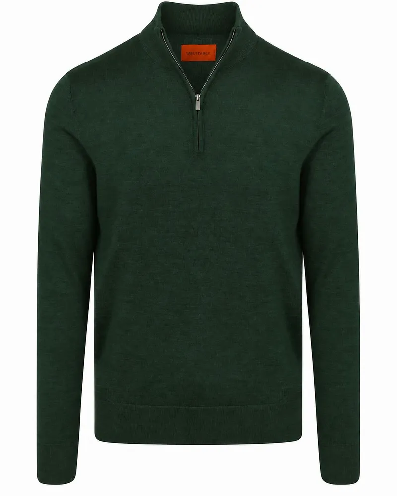 Suitable Merino Half Zip Pullover Dunkelgrün Dunkelgrün