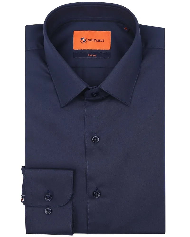 Suitable Twill Hemd Navy Dunkelblau