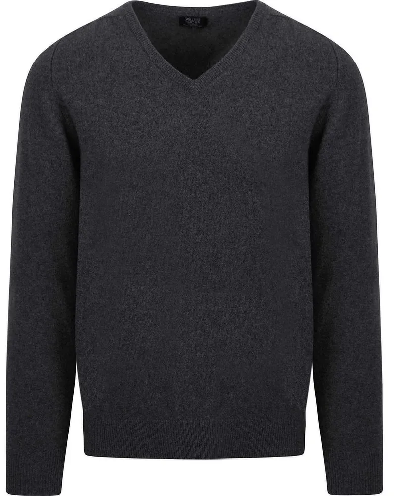 William Lockie V-Auschnitt Pullover Lammwolle Cliff Grau Grau