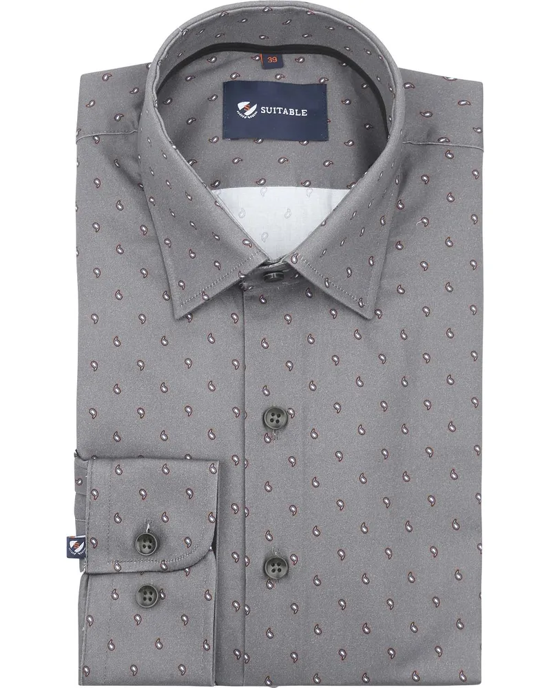 Suitable Hemd Paisley Anthrazit Grau