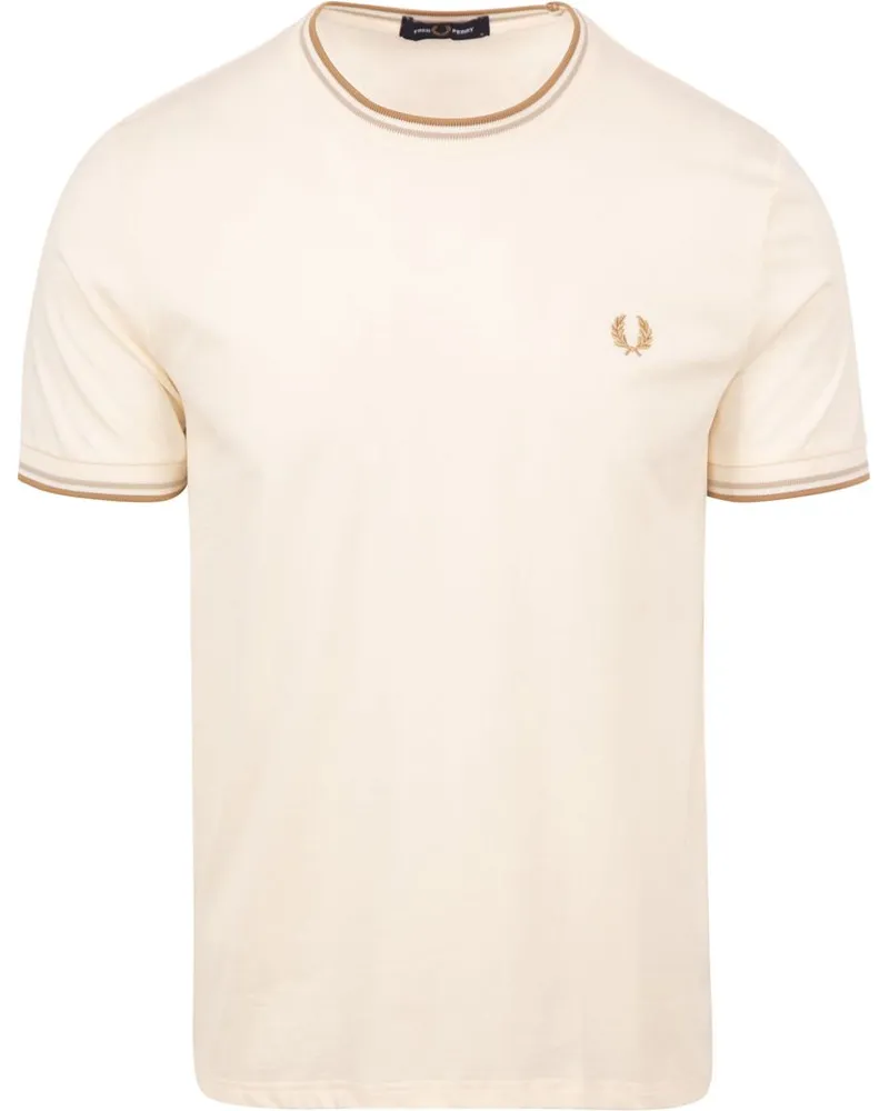 Fred Perry Twin Tipped T-shirt Aus Weiß Wollweiß