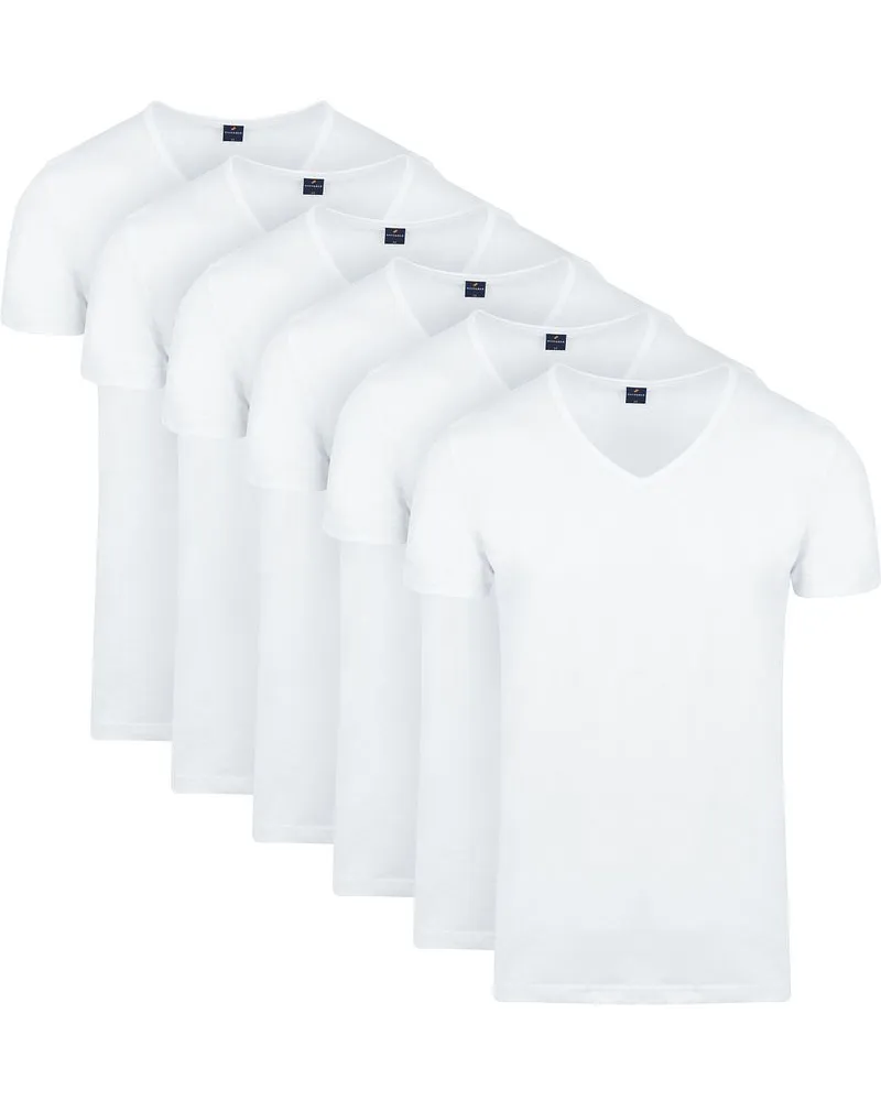 Suitable Vita T-Shirt V-Ausschnitt Weiß 6-Pack Weiß