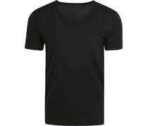 V-Ausschnitt Dry Cotton T-Shirt Schwarz