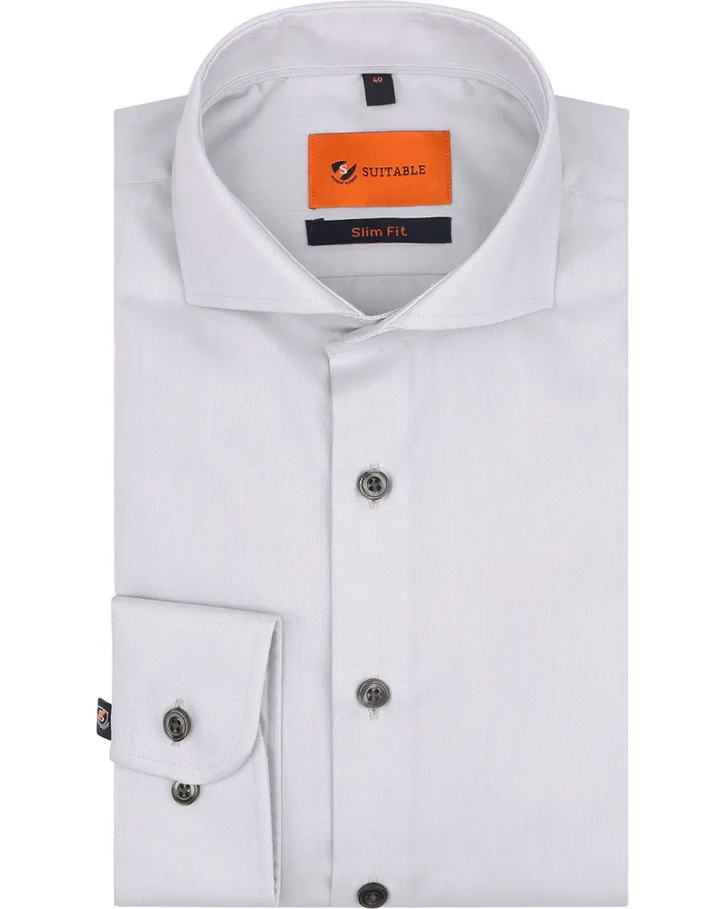 Suitable Hemd Twill Grau Grau