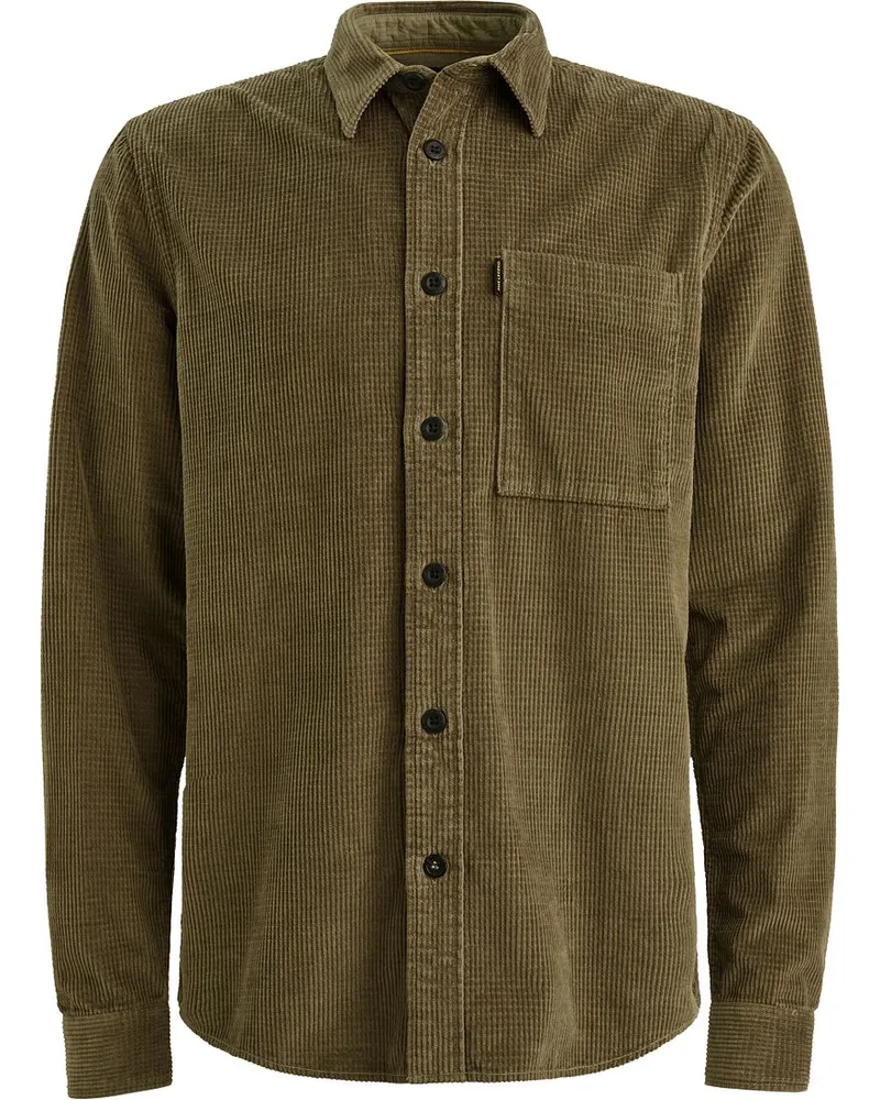 PME Legend Hemdjacke Dobby Corduroy Dusky Grün Dunkelgrün