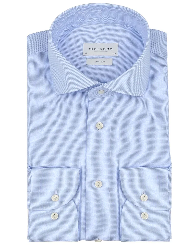 Profuomo Dobby Hemd Print Hellblau Hellblau