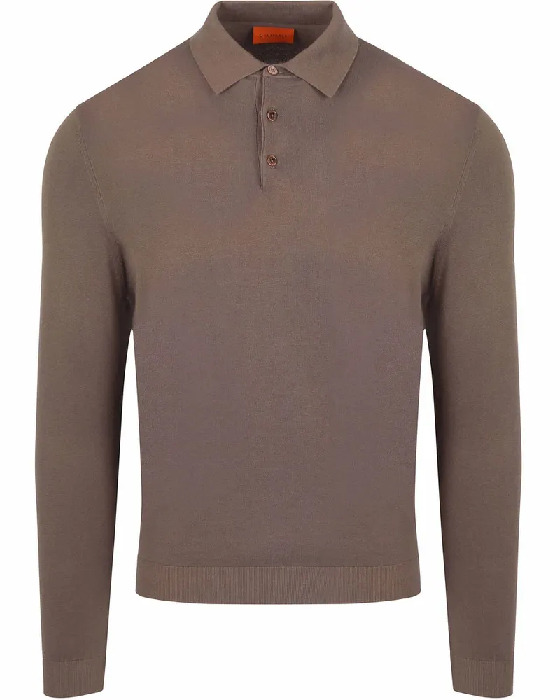 Suitable Compact Cotton Poloshirt Taupe Braun