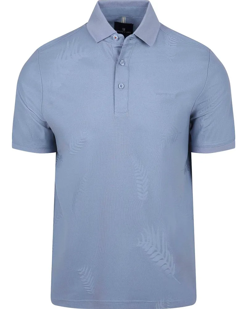 State of Art Polo Piqué Blattmuster Hellblau Hellblau