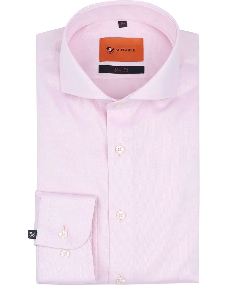 Suitable Hemd Twill Stretch Rosa Pink