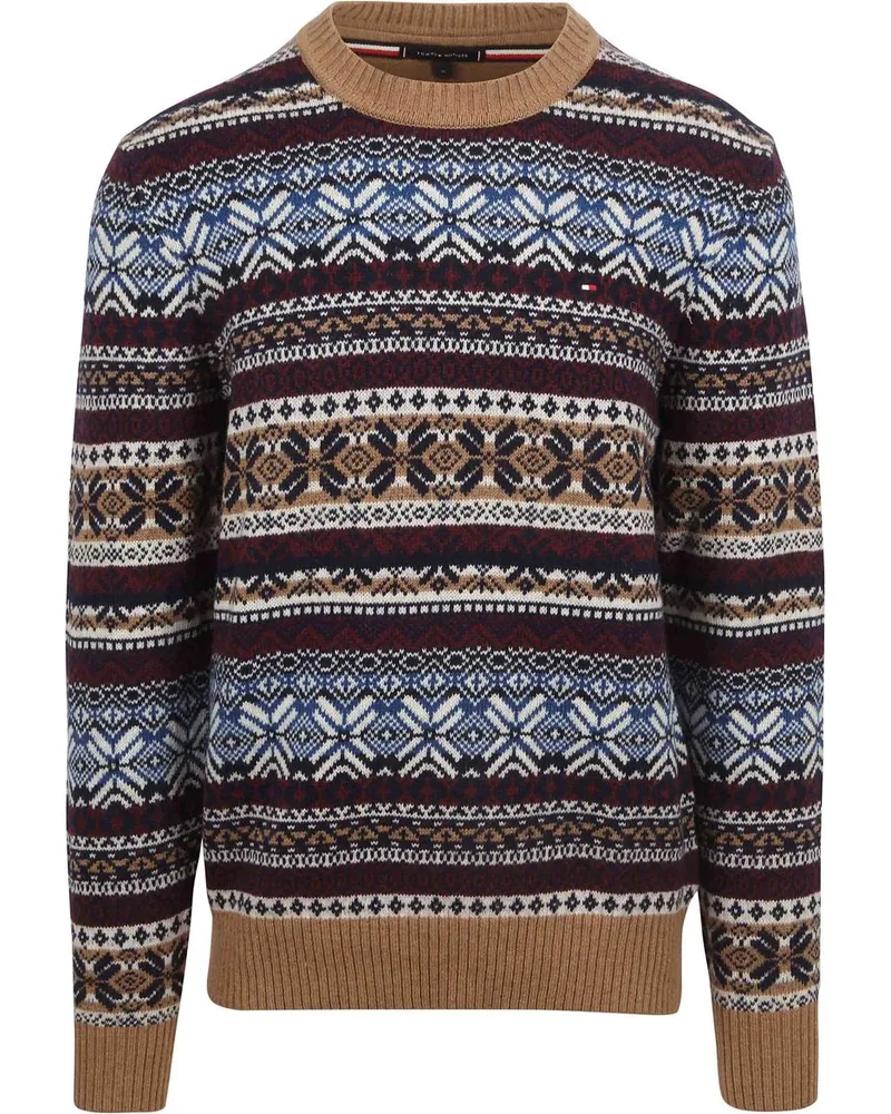 Tommy Hilfiger Fairisle Pullover Druck Camel Multicolour