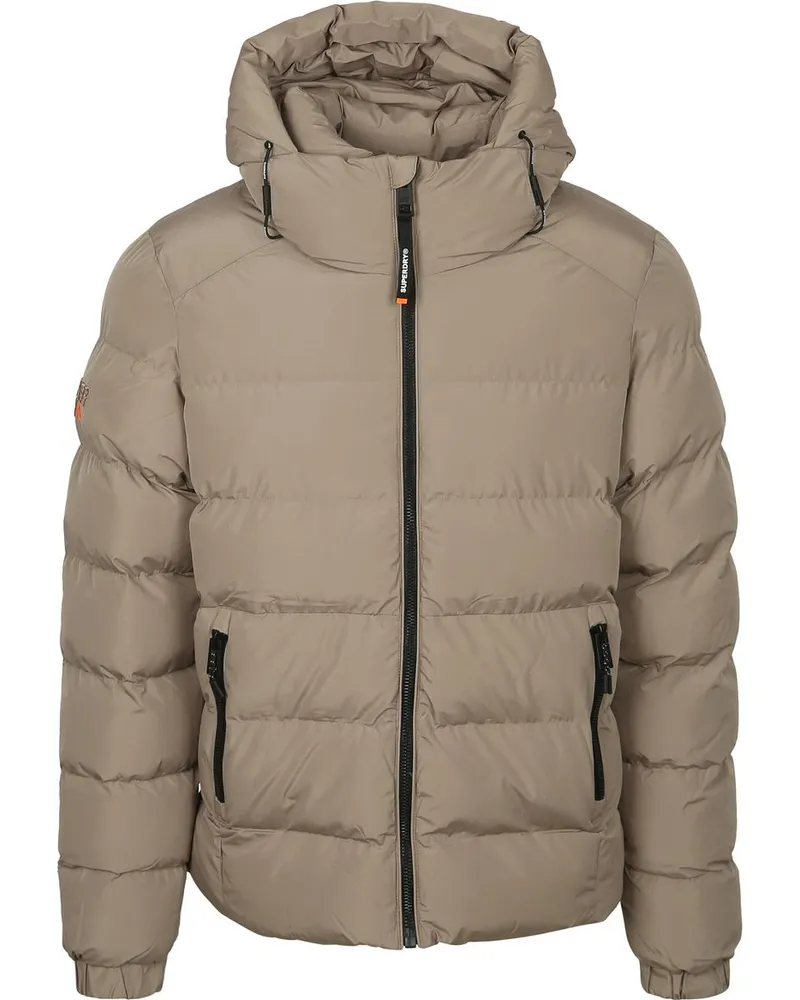 Superdry. Pufferjacke Hooded Greige Beige