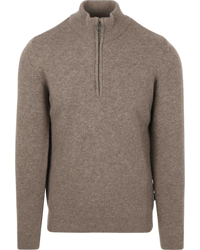 Barbour Half-Zip-Pullover Wolle Taupe Braun