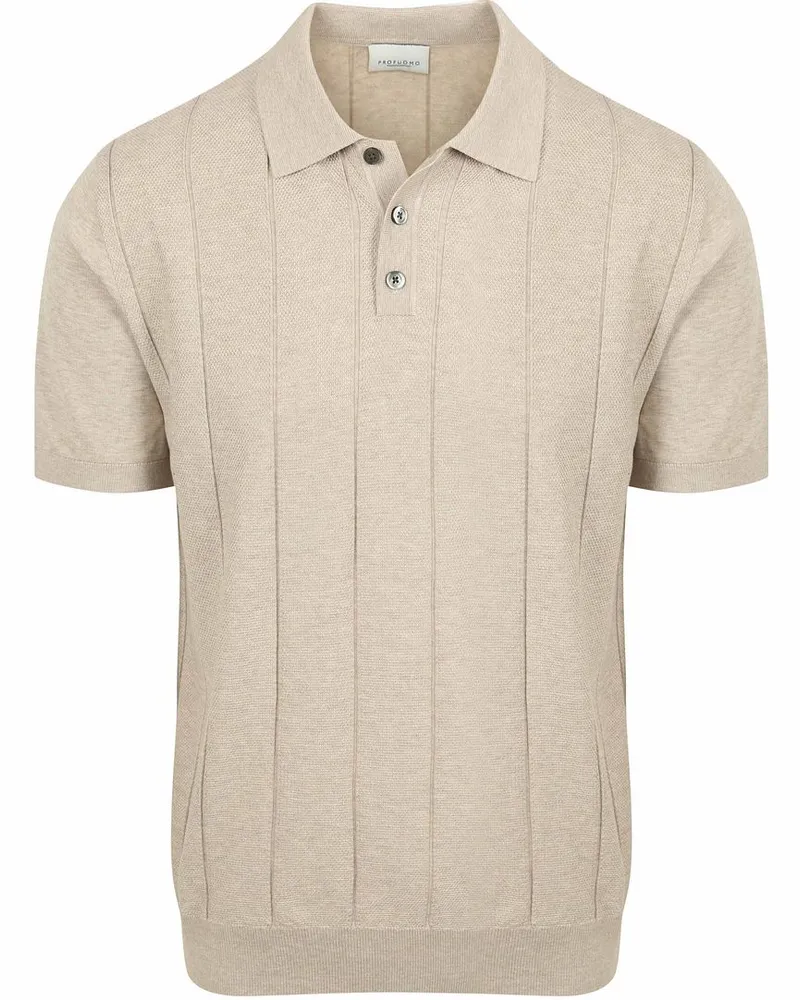 Profuomo Poloshirt Drop Needle Structure Beige Beige