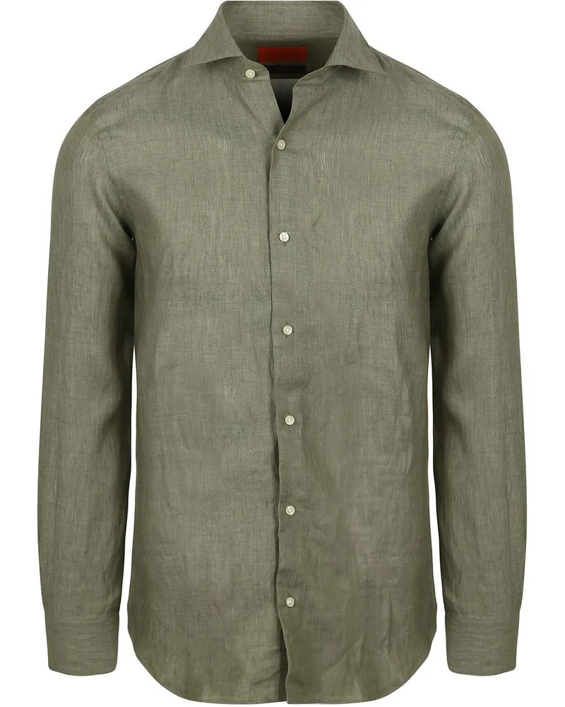 Suitable Hemd Leinen Grün Grün