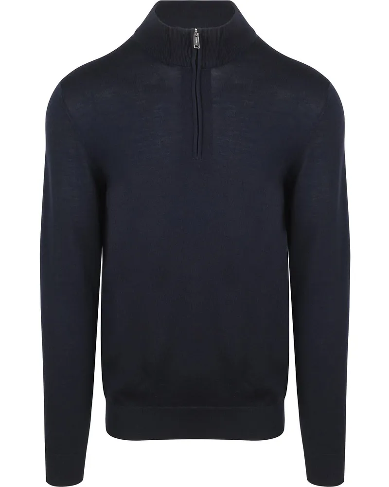 Profuomo Half Zip Pullover Merinowolle Navy Dunkelblau