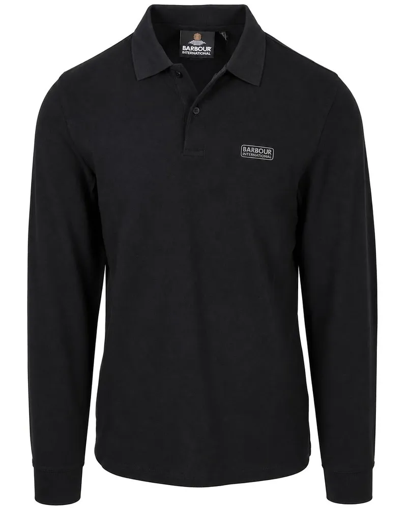 Barbour International Longsleeve Piqué Poloshirt Schwarz Schwarz
