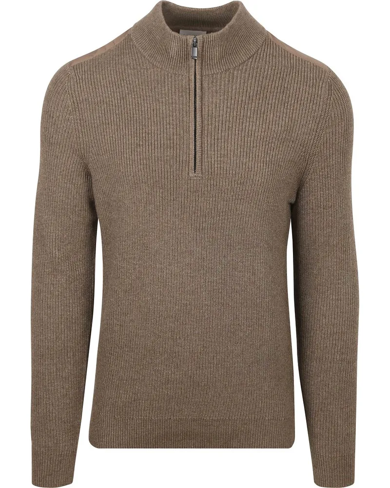 Suitable Half Zip Pullover Patch Taupe Taupe