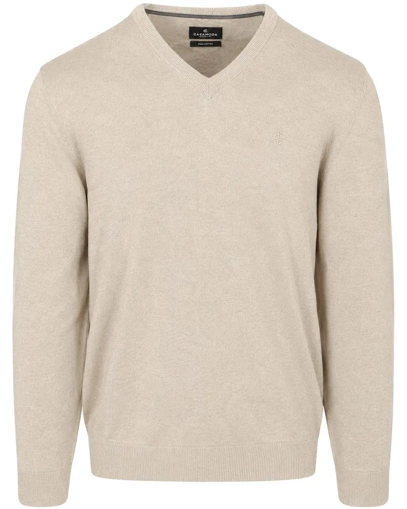 CasaModa Pullover V-Ausschnitt Ecru Wollweiß