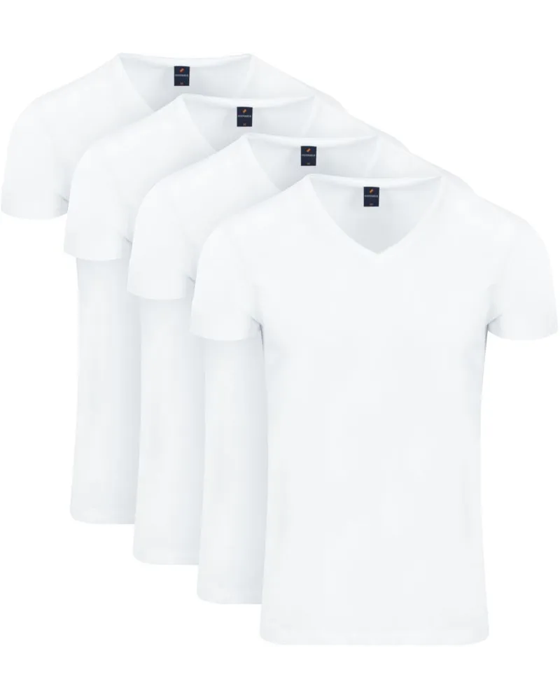 Suitable Vitasu T-Shirt V-Auschnitt Weiß 4-Pack Weiß