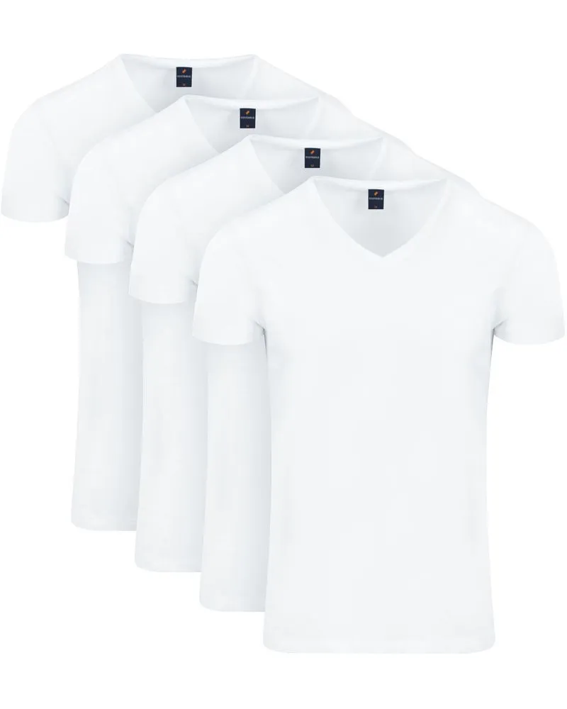Suitable Vitasu T-Shirt V-Auschnitt Weiß 4-Pack Weiß