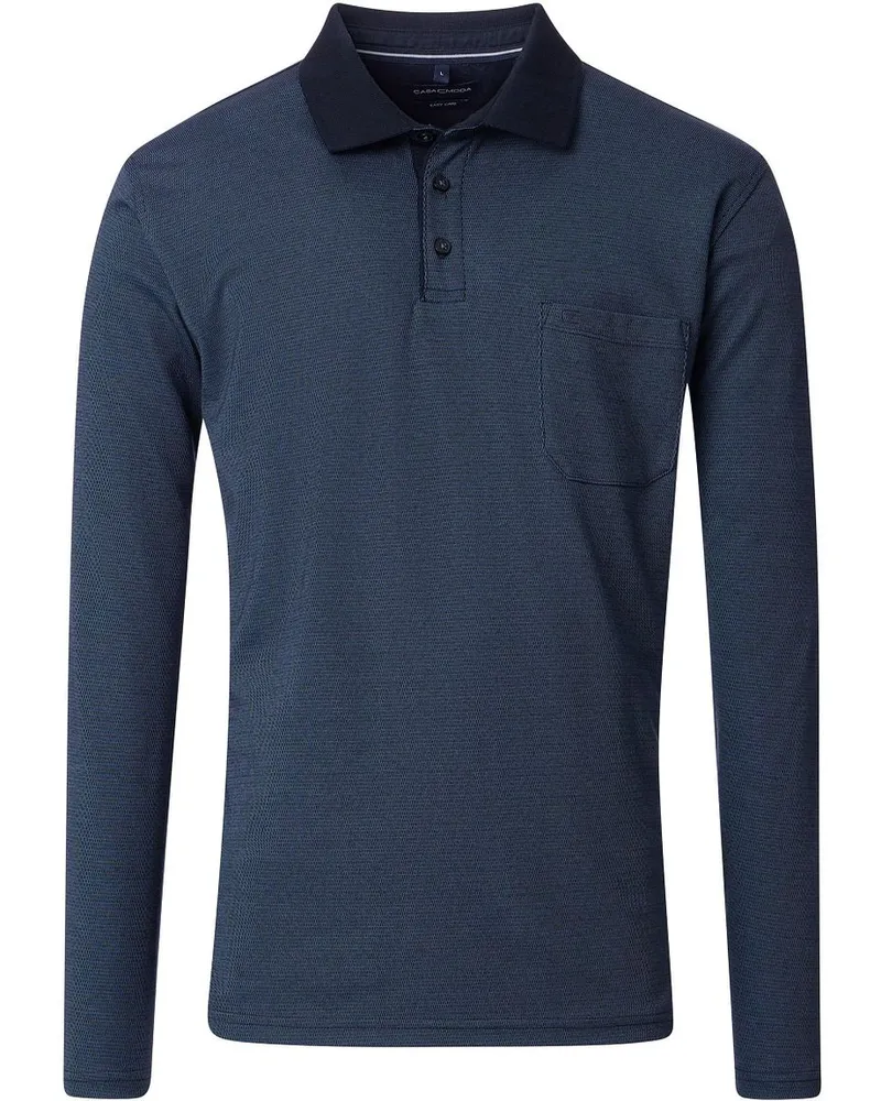 CasaModa Long Sleeve Poloshirt Structure Navy Dunkelblau