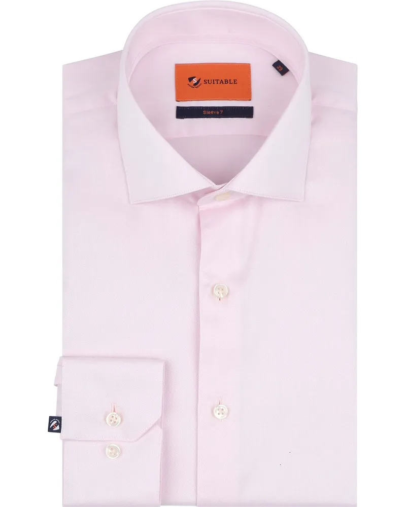 Suitable Hemd Extra Long Sleeves Twill Rosa Pink