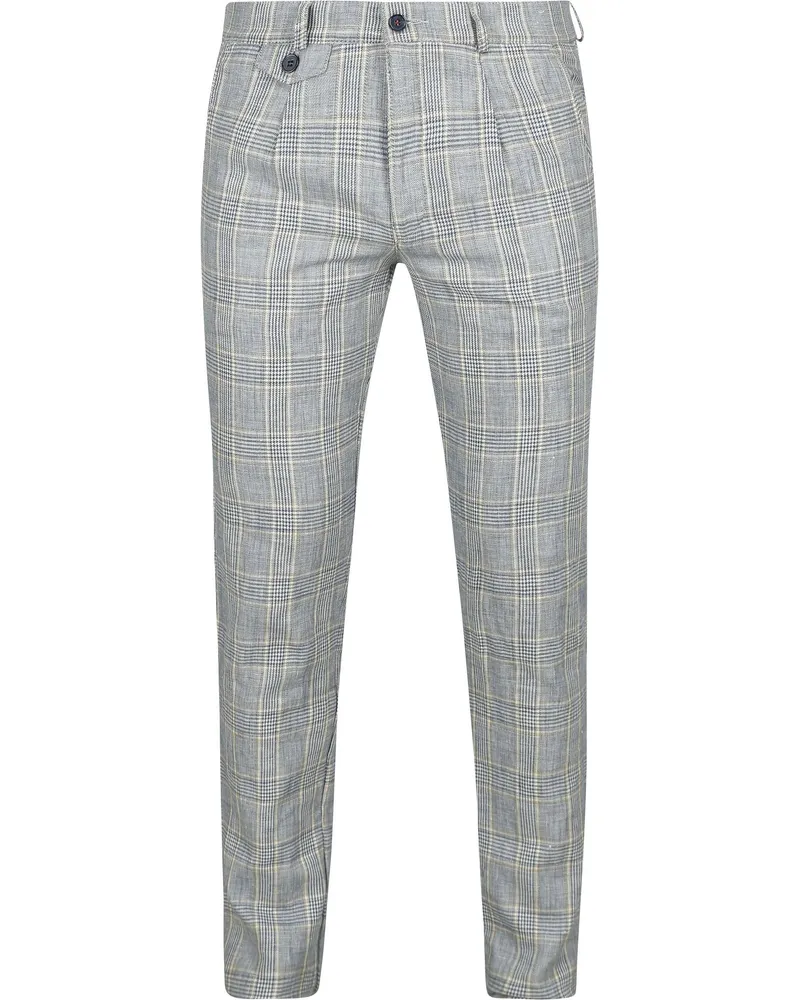 Suitable Chino Linen Blend Karos Blau Blau