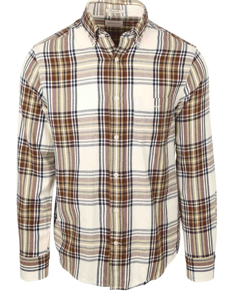 Gant Hemd Flanell Kariert Creme Multicolour