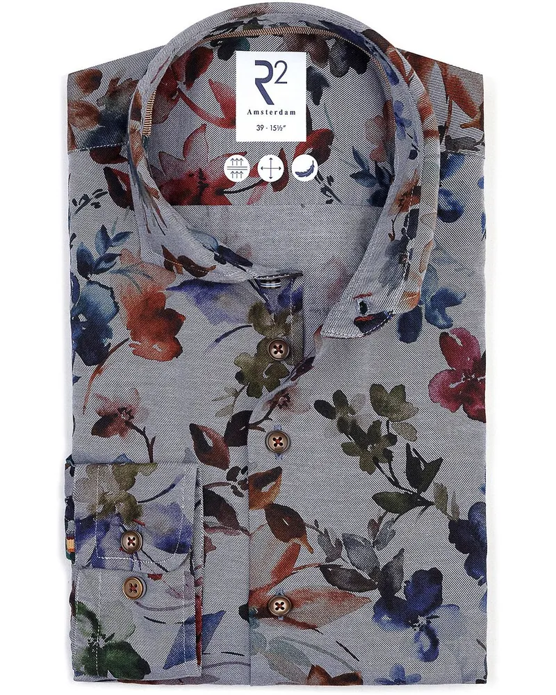R2 Amsterdam R2 Hemd Flanell Flower Druck Multicolour Multicolour