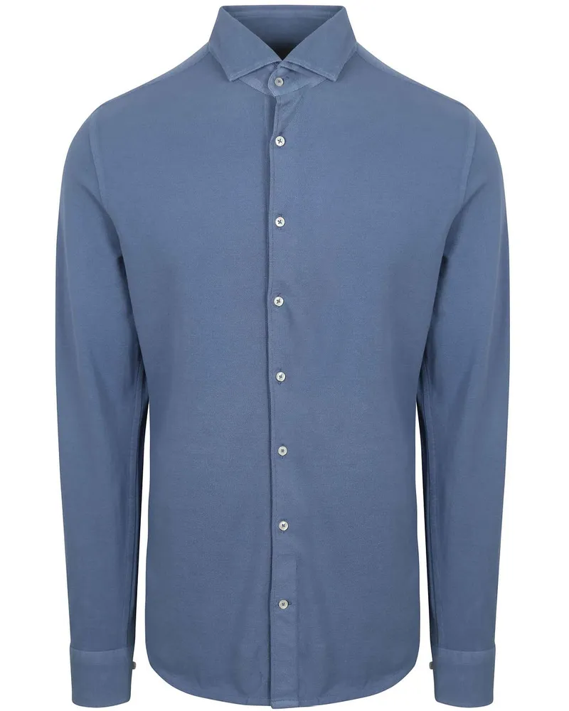 Suitable Piqué Hemd Jeans Blau Blau