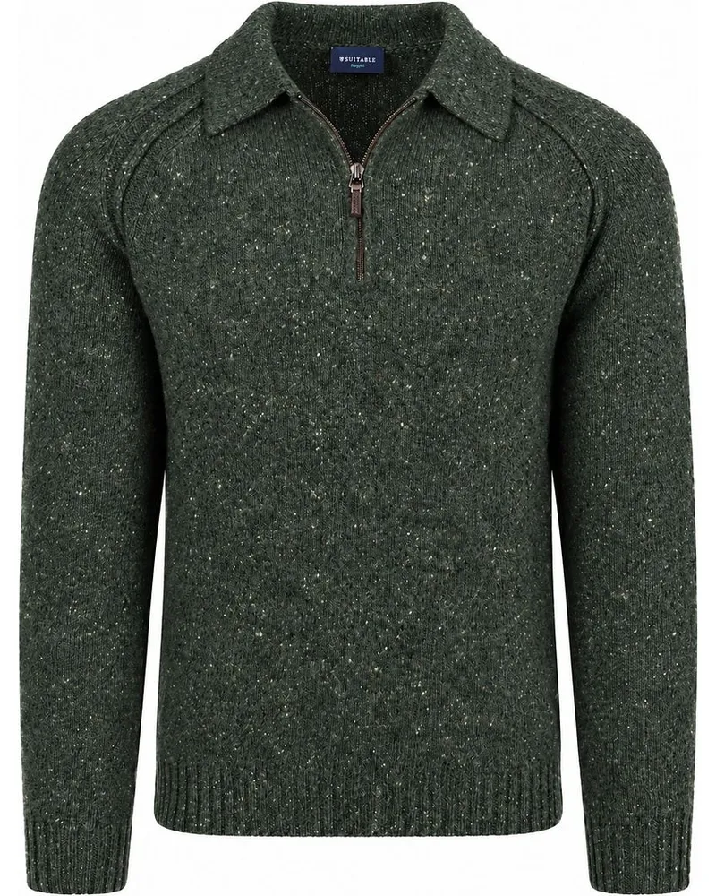 Suitable Polo Zip Pull Tweed Dunkelgrün Dunkelgrün