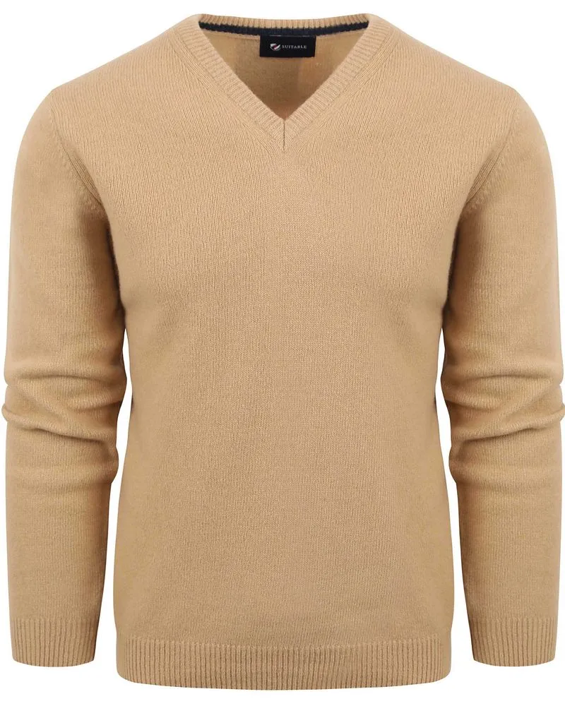 Suitable Pullover Wolle V-Neck Beige Beige