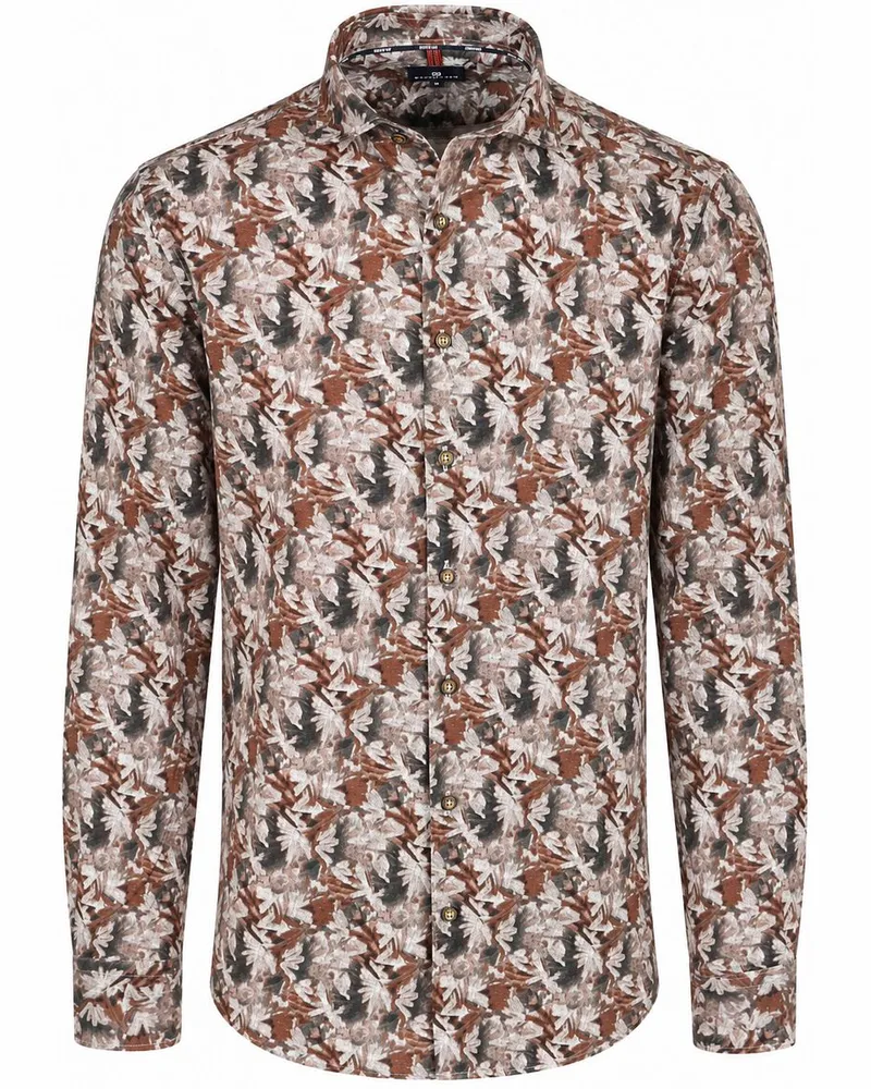 State of Art Hemd Twill mit Blätterprint Multicolour