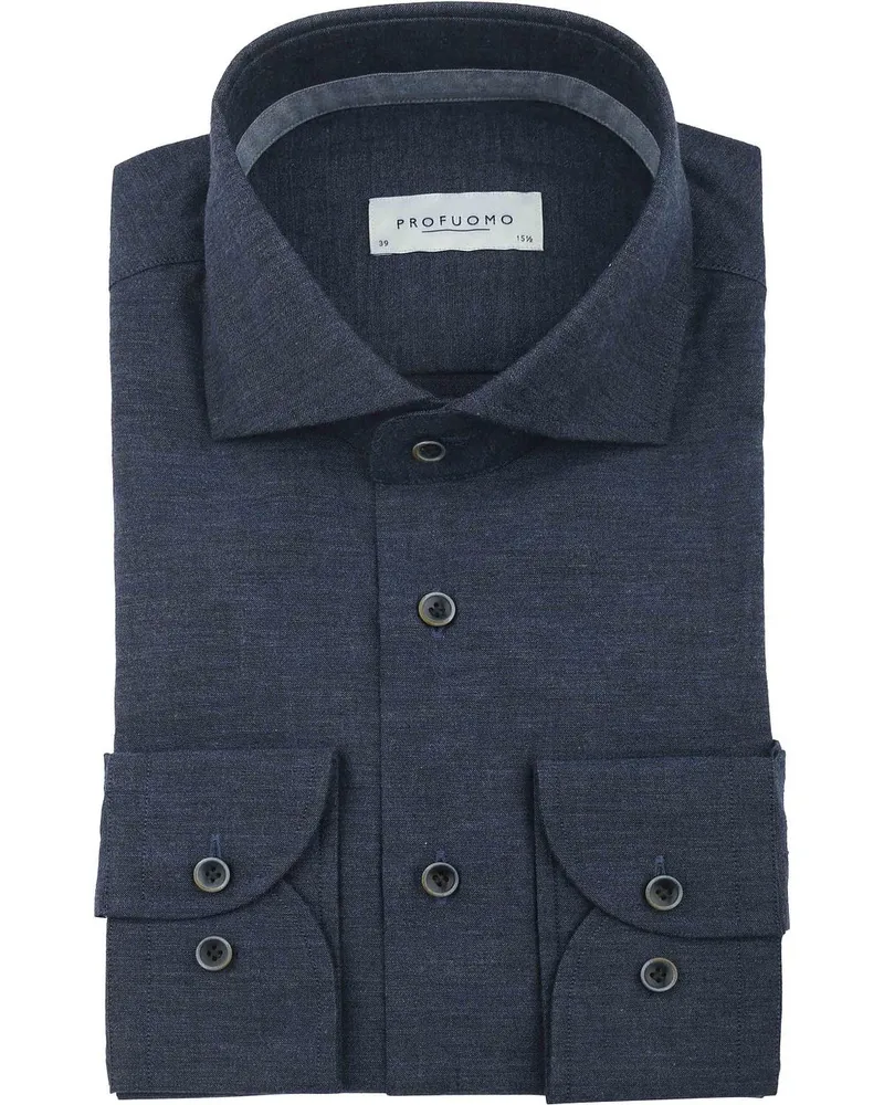 Profuomo Hemd Flanell Dunkelblau Dunkelblau