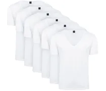 Vitaru T-Shirt Tiefer V-Ausschnitt Weiß 6-Pack