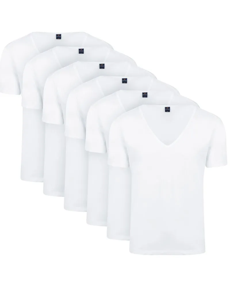 Suitable Vitaru T Shirt Tiefer V Ausschnitt Weiß 6 Pack