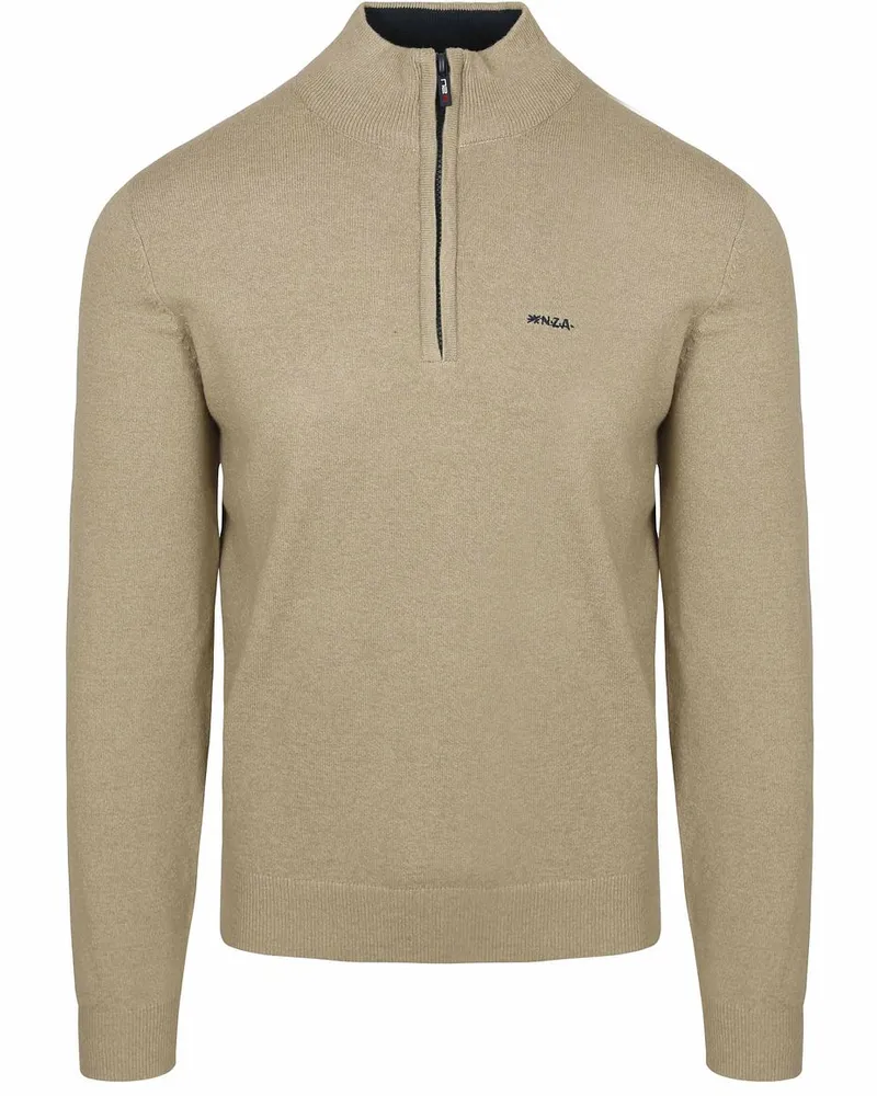 New Zealand Auckland NZA) Half Zip Pullover Christopher Melange Warm Beige Beige