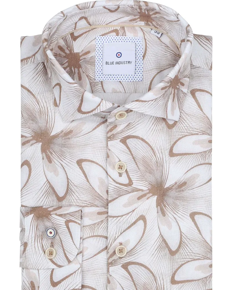 Blue Industry Hemd Leinen Druck Beige Beige