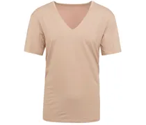 Dry Cotton V-Ausschnitt T-Shirt Beige