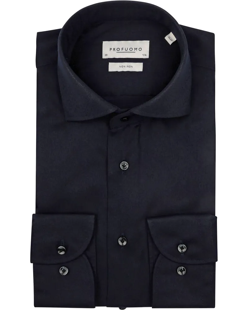 Profuomo Twill Hemd Navy Extra Lange Ärmel Dunkelblau