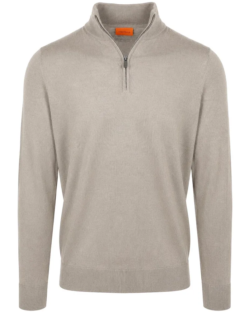 Suitable Merino Half Zip Pullover Bright Taupe Taupe