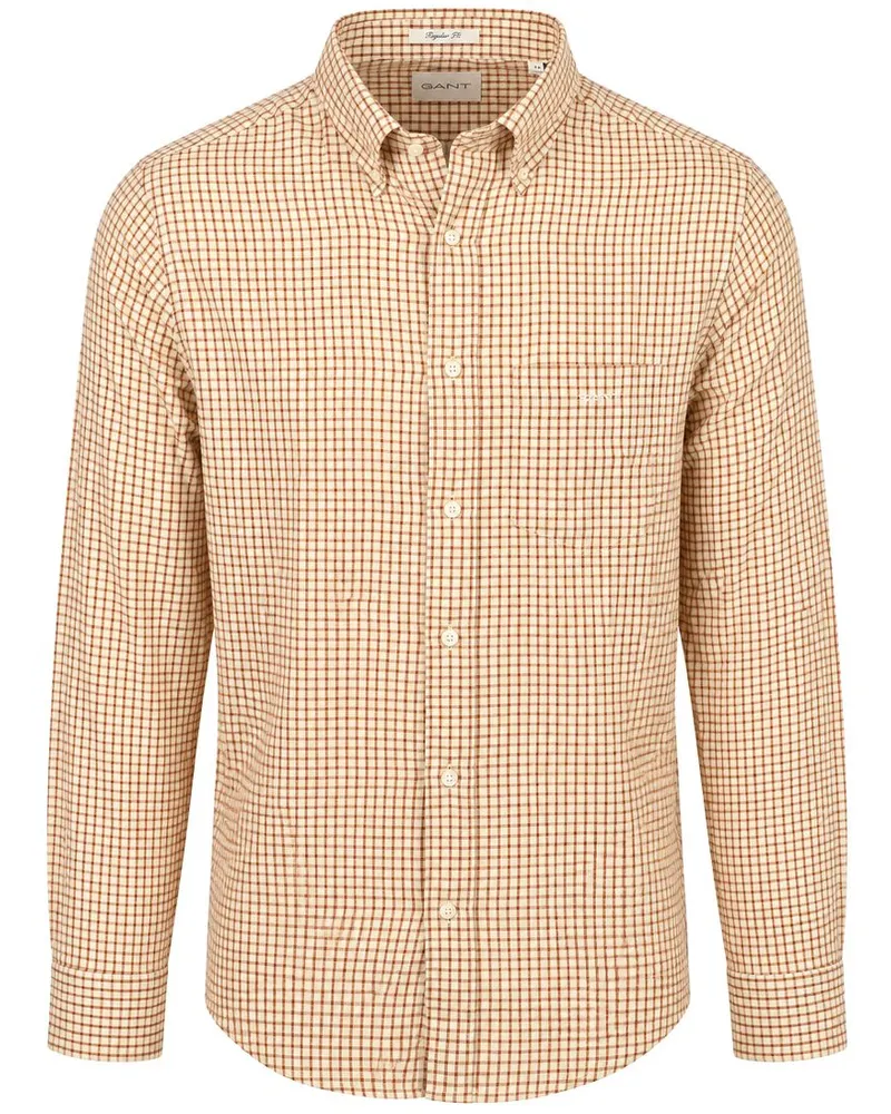 Gant Flanellhemd Karo Caramel Braun