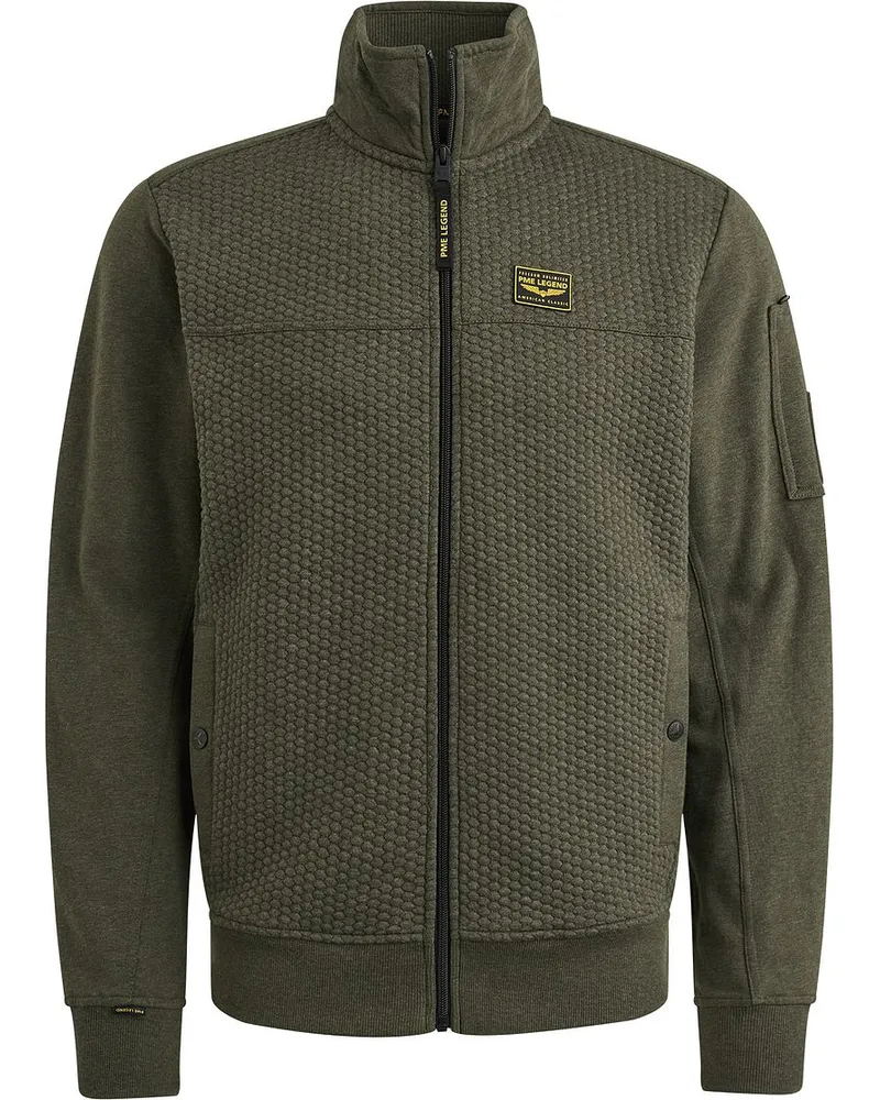 PME Legend Strickjacke Jacquard Interlock Beluga Grün Dunkelgrün