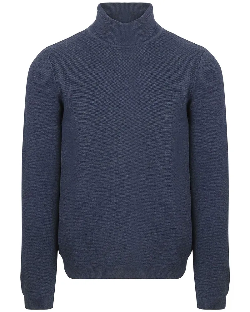 Suitable Rollkragenpullover Structure Melange Marine Dunkelblau