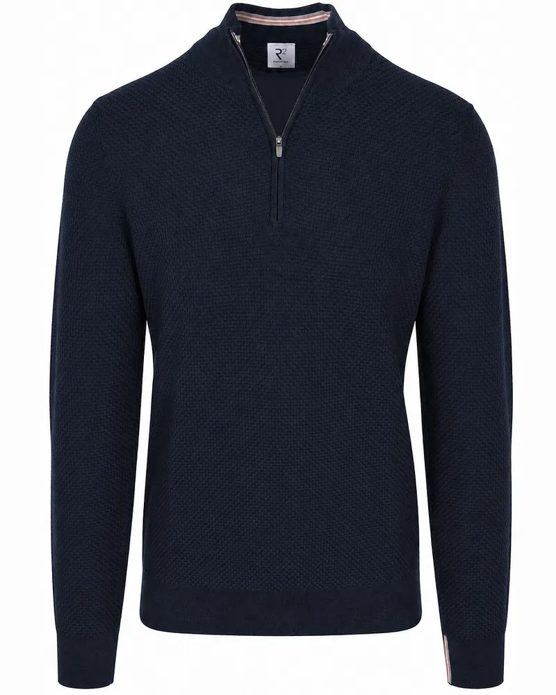 R2 Amsterdam R2 Pullover Halfzip Weave Structure Taupe Blau