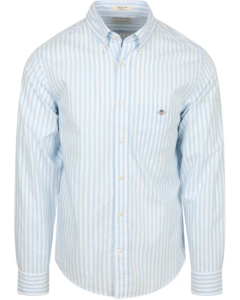 Gant Hemd Stripe Poplin Classic Blau Hellblau