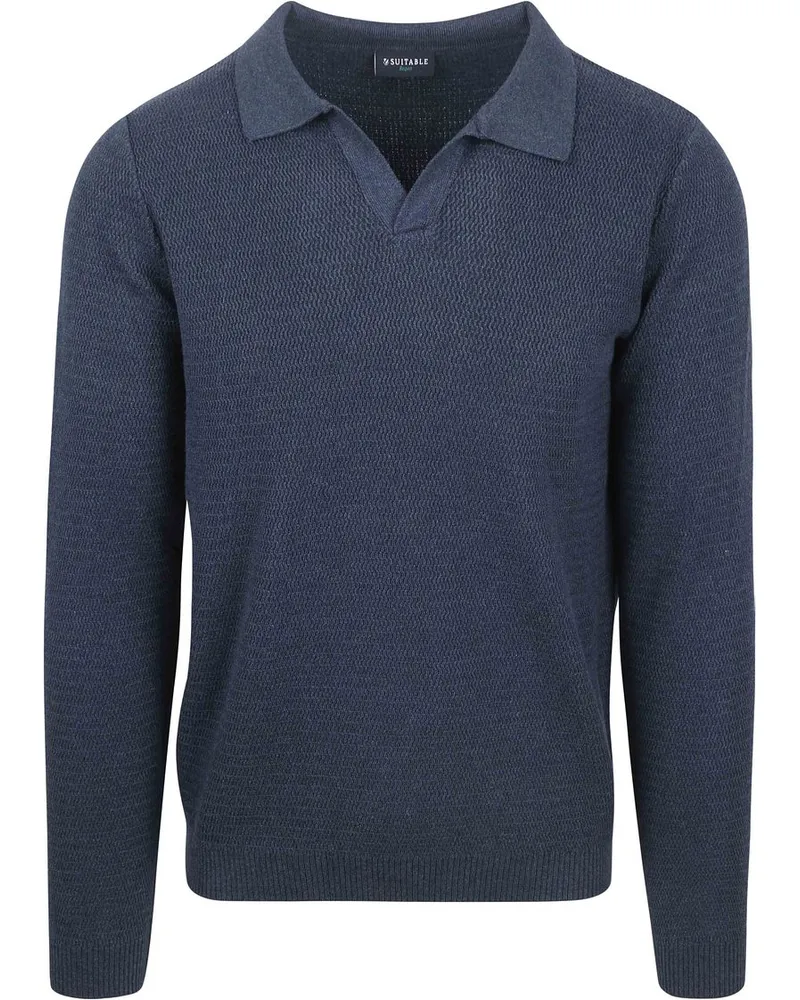 Suitable Pullover Riva Structure Melange Navy Dunkelblau